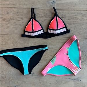 Triangl bikini top + two bikini bottoms